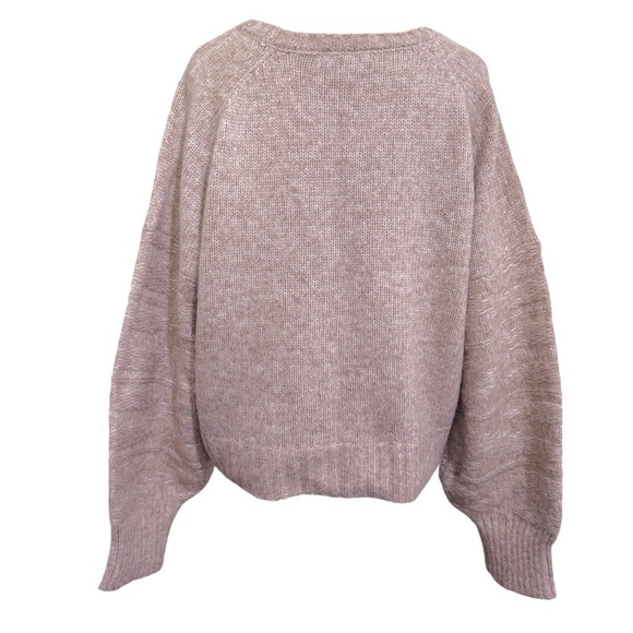 Z Supply Essex Cable Knit Sweater V Neck in Tan Cream Size Medium - Picture 4 of 9